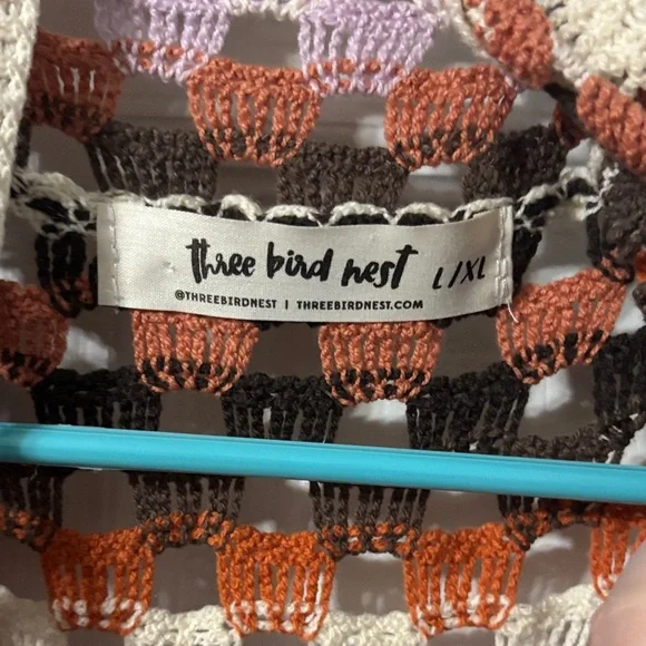 Three Bird Nest Multicolor Crochet Cardigan - Picture 2 of 2